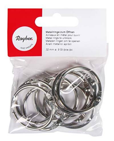 Rayher Hobby Rayher 2520600 Metallringe zum Öffnen, 32 mm ø innen, Nickelfrei, SB-Btl. 9 Stück von Rayher