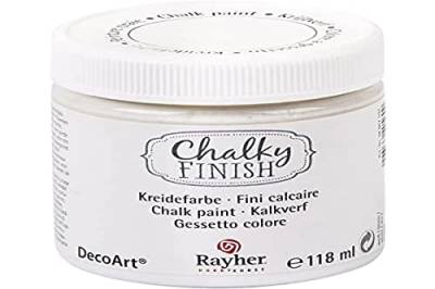Rayher 38867102 Chalky Finish auf Wasser-Basis, Kreide-Farbe für Shabby-Chic-, Vintage- und Landhaus-Stil-Looks, 118 ml (1er Pack), weiß von Rayher
