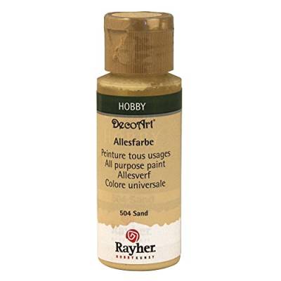 Rayher Acrylfarbe, sand, Allesfarbe matt, Flasche 59 ml, hochpigmentierte, cremige Allzweckfarbe, sehr gute Deckkraft, lichtecht, farbintensiv, wasserfest, schnell trocknend, 38000504 von Rayher