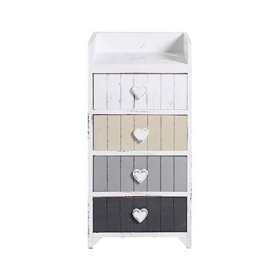 Rebecca Mobili Kommode aus Holz mit 4 Schubladen, Schubladenschrank, Weiß Beige Grau, Shabby Chic Vintage, Schlafzimmer Eingang – Maße: 72 x 35 x 27,5 cm (HxLxB) – Art. RE4380 von Rebecca Mobili