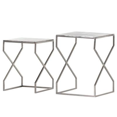 Red Living Beistelltisch Bökars 2er-Set Aluminium Silber Boho 40x55x40 cm (BxHxT) von Red Living