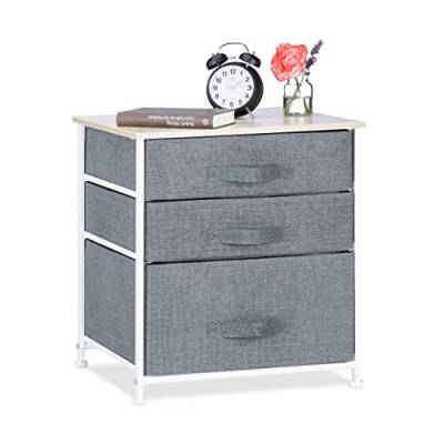 Relaxdays Regalsystem, 3 Stoff-Schubladen, HxBxT: 53 x 48 x 40 cm, universale Schubladenbox, Metall und Holz, grau von Relaxdays