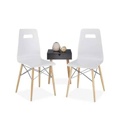 Relaxdays Design Stuhl 2-er Set ARVID, Holz, Esszimmer-Stuhl, modern, HxBxT: 92 x 43 x 40 cm, Retro, weiß von Relaxdays