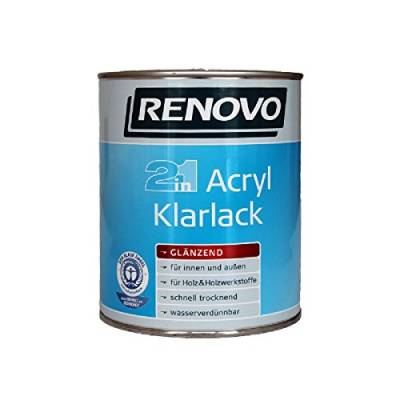 Renovo Acryl glänzender 2 in 1 Klar-Lack 750 ml für innen und außen von Renovo