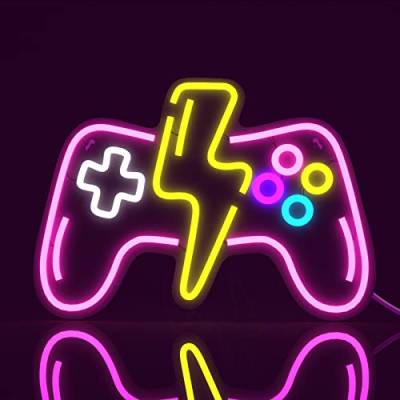 Spiel Leuchtreklame, Neonlicht Wand Deko, Neon Wandleuchte für Gamer Raum Wand Schlafzimmer Dekoration, Gamer Geschenk Neon Wandleuchte für Jungen-Spielzimmer (Pink) von Roadtime