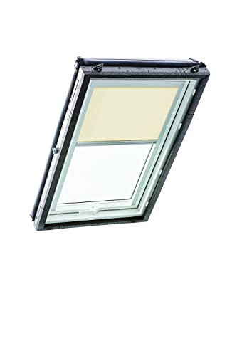 Original Roto Rollo Exclusiv ZRE Tageslichtrollo Führungsschiene Silber für Roto Dachfenster der Baureihe Designo R4/R7 und Classic 43/73 mit Größe 065/140 | 06/14 Farbe Beige von Roto