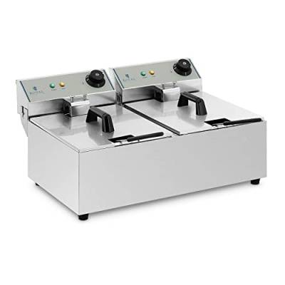 Royal Catering Fritteuse Edelstahl Doppel Fritteuse RCEF-10DY-ECO (2 x 10 Liter, 2 x 3.200 Watt, 230 V) von Royal Catering