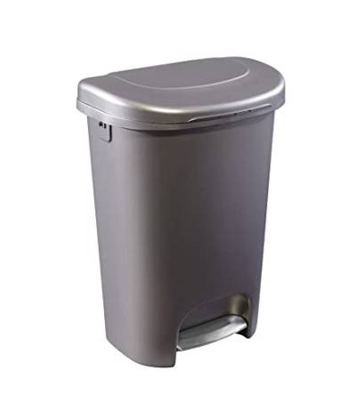 Rubbermaid Classic Tret-Abfalleimer mit Deckel und Edelstahlpedal, bronzefarbener Abfalleimer für die Küche, 35 l von Rubbermaid Commercial Products