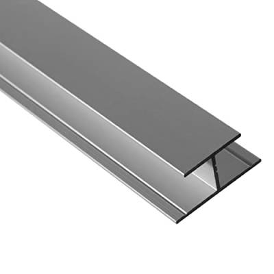 S-Polytec Aluminium H- Profil, Alu Verbindungsprofil, Übergangsprofil Aluprofil H für HPL Platten, Laminat, Vinyl, 8mm, eloxiert, verschiedene Längen und Größen (5, H- Profil 8mm (2 Meter)), Silber von S-Polytec