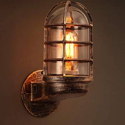 Retro Wandleuchte Vintage Flur Schlafzimmer Loft Industrie LED E27 Metall Lampe, Klassisch Rustikal Glas Wandlampe Antik Landhaus Esszimmer Wohnzimmer Korridor Treppen Studie Keller Wandspots, H20cm von SAIVITT