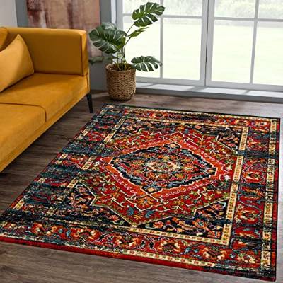 SANAT Teppich Vintage - Modern Teppiche für Wohnzimmer, Kurzflor Teppich in Mehrfarbig, Öko-Tex 100 Zertifiziert, Größe: 160x230 cm von SANAT