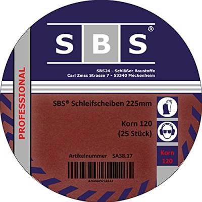 SBS® Schleifscheiben | Schleifpapier | Ø 225 mm | 25 Stück Korn 120 | weitere Körnungen auswählbar von SBS