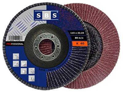 SBS Fächerscheiben | Ø 115mm | Korn 40 | 10 Stück | Braun für Metall & Holz Winkelschleifer Schleifmop von SBS