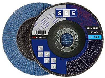 SBS Fächerscheiben | ø 125 mm | Korn 120 | 10 Stück | INOX Blau für Winkelschleifer Schleifmop von SBS