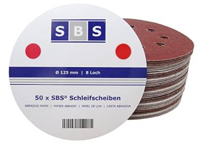 50 Stück | SBS® Schleifscheiben | ø 125 mm | 8 Loch | Korn 150 | verschiedene Körnungen wählbar von SBS