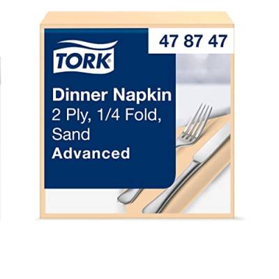 Tork Serviette Dinner sable, pliage 1/4 2 plis, 40 cm x 39 cm, 12 x 150 serviettes, 478747 von Tork