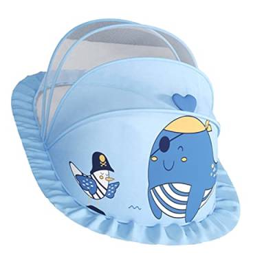 SEAFRONT Baby-Fliegennetz-Zelt Baby-Moskitonetz-Zelt Atmungsaktiv für Neugeborene Faltbar ohne Boden für Kinderbetten Sonnenschutz Kinderbettnetz (Blau) von SEAFRONT
