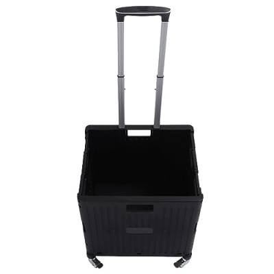 Zusammenklappbare Rollkiste, Großer Zusammenklappbarer Mehrzweckwagen, Zusammenklappbare Rollbox mit Teleskopgriff, Zusammenklappbare Rollbox, Multifunktional für das Büro (Black) von SEAFRONT