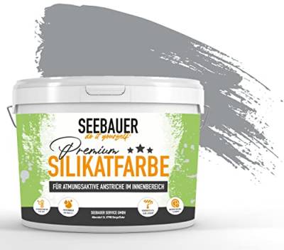 SEEBAUER diy® Silikatfarbe Grau für Innen (No. 218 Grey Stone 2,5 Liter) Mineralfarbe Grautöne hohe Deckkraft von SEEBAUER diy