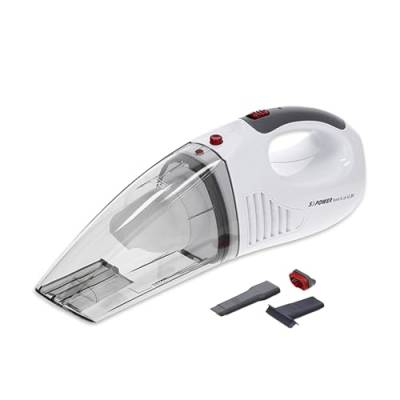 SEVERIN 3-in-1 Akku Handstaubsauger S´POWER home & car Li 20, Handsauger Nass/Trocken mit starkem 7,4V Li-Ionen Akku, Autostaubsauger inkl. 12V-Autoladekabel, weiß/rot, HV 7144 von SEVERIN