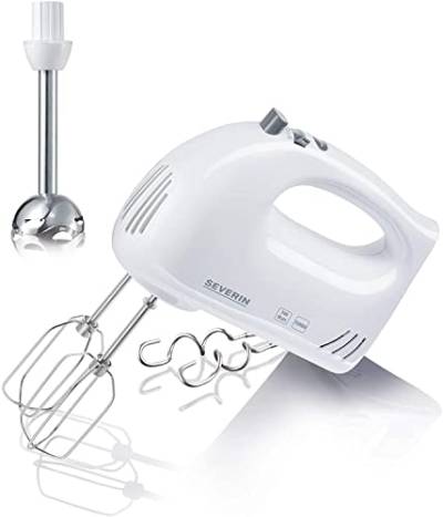 Severin S73822 Handmixer mit Stabmixer-Aufsatz, ca. 300 W, HM 3822, weiß/grau von SEVERIN