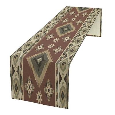 Geometrischer Azteken-Ethno-Tischläufer, Indianer Navajo, abstraktes Tribal-Dreiecksmuster, Vintage-Stil, Bauernhaus-Stil, für Zuhause, Küche, Esstisch, Dekoration, 33 x 178 cm von SHElifestyle