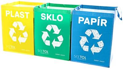 SIXTOL SORT EASY 3 BASIC Praktisches Set mit farbcodierten Beuteln für sortierten, Kunststoffe, Glas, Papier Abfall von SIXTOL