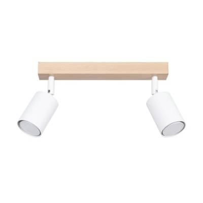 SOLLUX lighting VERDO 2 2-Glühbirnen Elegante Deckenleuchte – GU10-Fassung – Deckenleuchten Lampe Für Innen - Glühbirne nicht Enthalten – 46x20x17,5cm Weiß/Holz von SOLLUX lighting