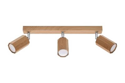 SOLLUX lighting Deckenlampe Holz Eiche Farbe achteckig Design minimalistisch modern für Schlafzimmer Wohnzimmer skandinavischer Stil GU10 A++-E 45/5/20 cm 3x Leuchtmittel Zeke 3 von SOLLUX lighting