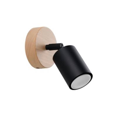 SOLLUX lighting VERDO 1-Glühbirnen Elegante Wandleuchte – GU10-Fassung – Wandleuchten Lampe Für Innen - Glühbirne nicht Enthalten – 25x25x110cm Schwarz/Holz von SOLLUX lighting