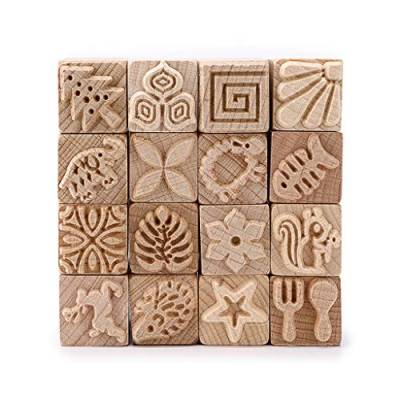 SUMTREE 16 Stück Stempel geschnitzt aus Holz Keramik Stempel Quadratisch mit einer Box für Seife, Brief, Ton Töpferei von SUMTREE