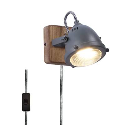Moderne Grau GU10 Lese Wandleuchte mit Kabel Schalter - Vintage Drehbare Verstellbare LED Spotlight Wandlampe Halterung - Innen Nachtlicht Wandbeleuchtung Deko für Kinder Schlafzimmer Wohnzimmer von SUNLLOK