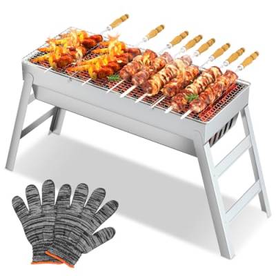 SVIPDDD Tragbarer Holzkohlegrill aus Edelstahl–Kompakter,Klappbarer BBQ Grill für Camping,Garten und Balkon,outdoor grill,Camping grill (44x20x36cm) Kohlegrill von SVIPDDD