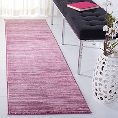 Safavieh VSN606A Glam Einfarbig Teppich für Wohnzimmer, Esszimmer, Schlafzimmer-Vision Collection, Kurzer Flor, Traube, 66 X 244 cm, Polypropylen (PP), Grape von Safavieh