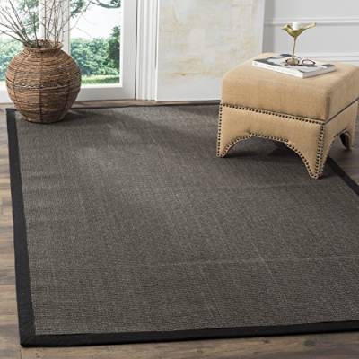 SAFAVIEH Naturfaser Teppich für Wohnzimmer, Esszimmer, Schlafzimmer - Natural Fiber Collection, Kurzer Flor, Holzkohle und Holzkohle, 91 X 152 cm von Safavieh