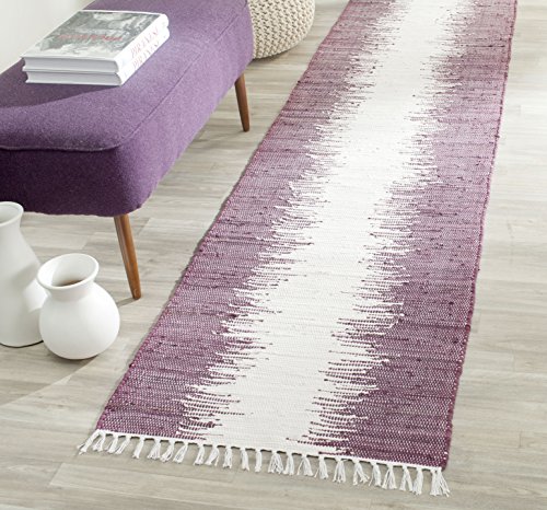 SAFAVIEH Modern Teppich für Wohnzimmer, Esszimmer, Schlafzimmer - Montauk Collection, Kurzer Flor, Lila, 69 X 213 cm von Safavieh