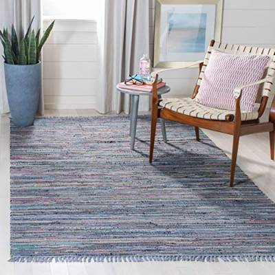 SAFAVIEH Modern Teppich für Wohnzimmer, Esszimmer, Schlafzimmer - Rag Rug Collection, Kurzer Flor, Lila und Multi, 122 X 183 cm von Safavieh