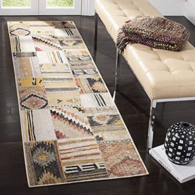 SAFAVIEH Hell und modern Drinnen & Draussen - Montage Collection, Kurzer Flor, Taupe und Multi, 122 X 183 cm von Safavieh