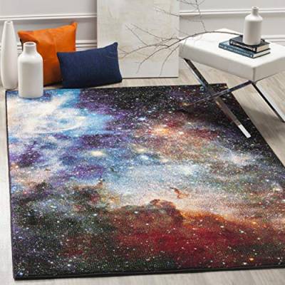 Safavieh Zeitgenössische Teppich für Wohnzimmer, Esszimmer, Schlafzimmer - Galaxy Collection, Kurzer Flor, Lila und Multi, 122 X 183 cm von Safavieh