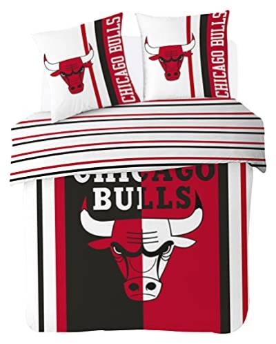 Sahinler NBA Bettbezug Chicago Bulls ADO 200 x 200 cm + 2 Kopfkissenbezüge 63 x 63 cm – Bettwäsche für Doppelbett – Rot – 100% Baumwolle 2070234 von Sahinler