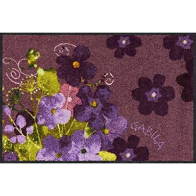 Salonloewe Fußmatte Maggio Viola 50x75 cm Eingangsmatte mit Blumenmotiv waschbar Fussabtreter innen und außen Flur-Teppich buntDesign-Matte von Salonloewe