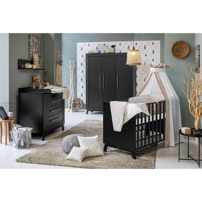 Schardt Babybett Miami Black Schwarz Melamin Dekor 70x140 cm Lattenrost von Schardt