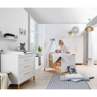 Schardt Babybett Miami White Buche Natur/Weiß Melamin Dekor 70x140 cm Lattenrost von Schardt