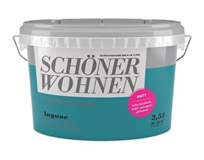 Schöner Wohnen Trendfarbe 2,5 Liter Cremige Wand- & Deckenfarbe Lagune, Türkis Matt von Schöner Wohnen