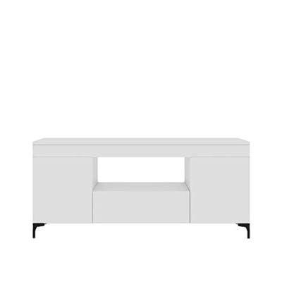 Selsey Gusto - TV-Lowboard/TV-Schrank stehend mit Füßen - geschlossener Stauraum - offenes Fach, 137 cm (Weiß Matt/Weiß Matt) von Selsey