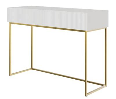 Selsey Veldio - Schminktisch mit Zwei Schubladen und goldenem Metallgestell, Weiß, 110 cm von Selsey