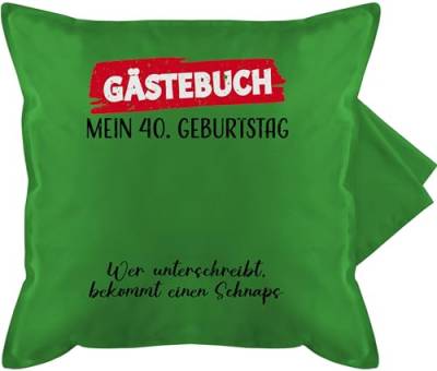 Kissenbezug - Kissen - Gästebuch - 40. Geburtstag Gäste Unterschrift Gästeliste Lustig - 50 x 50 cm - Grün - geschenk 40 zum jahre geschenke vierzigsten 40+geburtstag+geschenk years birthday von Shirtracer