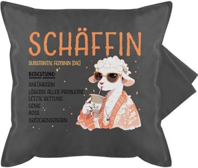 Shirtracer Kissenbezug - Beruf Deko Kissen Job - Schäffin - Chefin Geschenk Anführerin Leiterin Vorgesetzte Lustig Witzig Weihnachten - 50 x 50 cm - Grau - kissenbezüge kissenhülle von Shirtracer