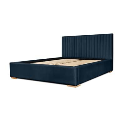 Siblo Bett 160x200 cm - Modern Polsterbett - Doppelbett mit Bettkasten und Lattenros - Lina Kollektion - Robust Bett mit Stauraum - Bettgestell aus Holz - Blau von Siblo
