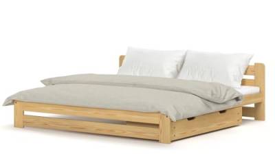 Siblo Bettgestell 200x120 cm - Alan Kollektion - Doppelbett aus Massivholz - Holz Bett mit Lattenrost - Bett mit Schublade - Natural von Siblo